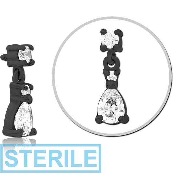 STERILE BLACK PVD COATED SURGICAL STEEL JEWELLED MICRO ATTACHMENT FOR 1.2MM INTERNALLY THREADED PINS