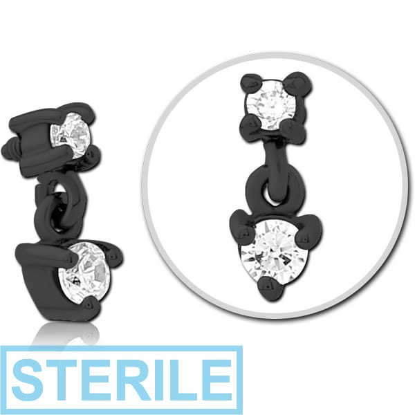 STERILE BLACK PVD COATED SURGICAL STEEL JEWELLED MICRO ATTACHMENT FOR 1.2MM INTERNALLY THREADED PINS