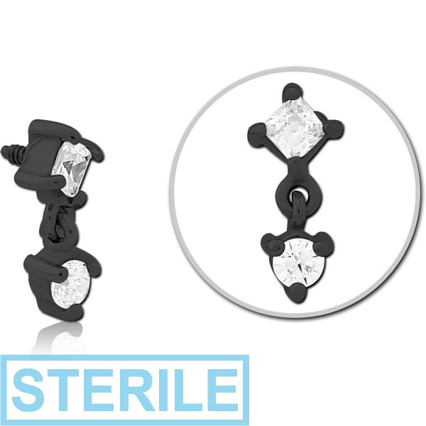 STERILE BLACK PVD COATED SURGICAL STEEL JEWELLED MICRO ATTACHMENT FOR 1.2MM INTERNALLY THREADED PINS