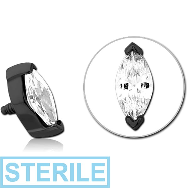 STERILE BLACK PVD COATED SURGICAL STEEL JEWELLED MICRO ATTACHMENT FOR 1.2MM INTERNALLY THREADED PINS