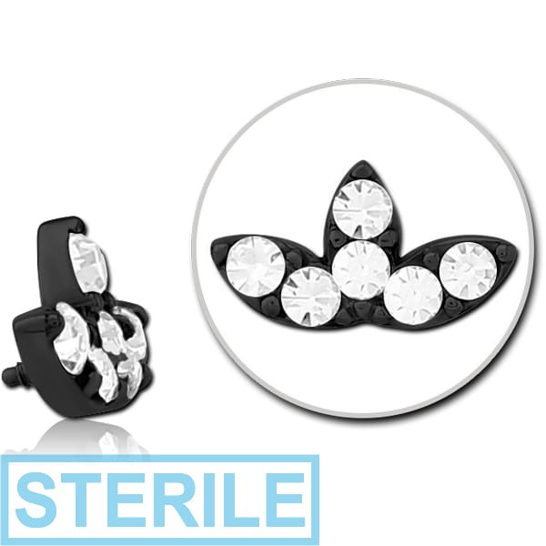 STERILE BLACK PVD COATED SURGICAL STEEL JEWELLED MICRO ATTACHMENT FOR 1.2MM INTERNALLY THREADED PINS