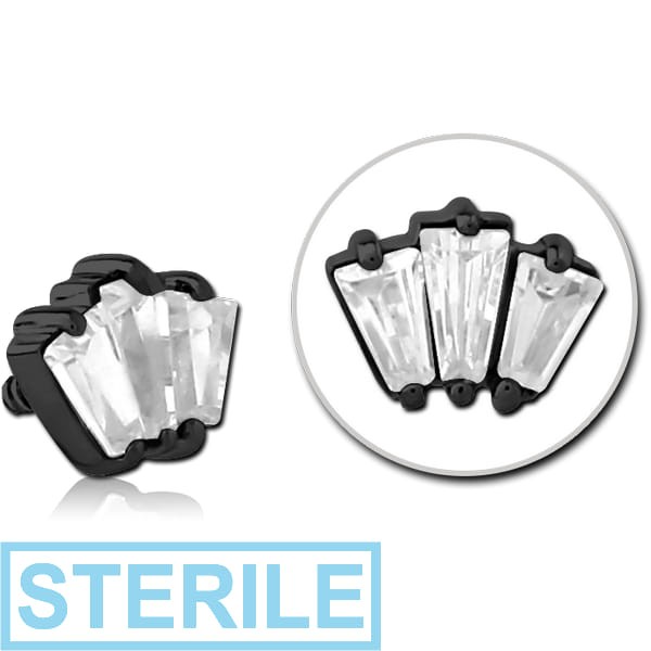 STERILE BLACK PVD COATED SURGICAL STEEL JEWELLED MICRO ATTACHMENT FOR 1.2MM INTERNALLY THREADED PINS