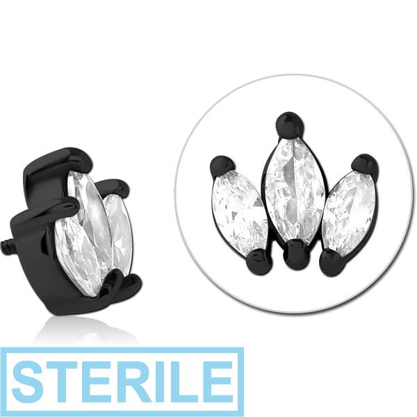 STERILE BLACK PVD COATED SURGICAL STEEL JEWELLED MICRO ATTACHMENT FOR 1.2MM INTERNALLY THREADED PINS