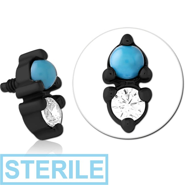 STERILE BLACK PVD SURGICAL STEEL JEWELLED MICRO ATTACHMENT FOR 1.2MM INTERNALLY THREADED PINS