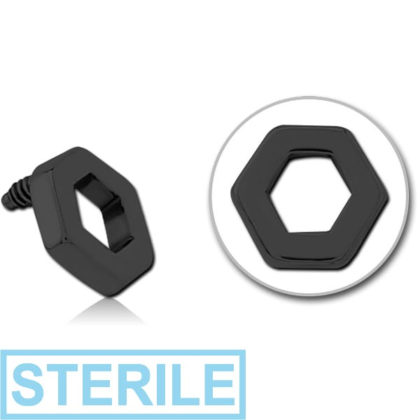 STERILE BLACK PVD COATED SURGICAL STEEL MICRO ATTACHMENT FOR 1.2MM INTERNALLY THREADED PINS - HEXAGON