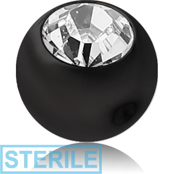 STERILE BLACK PVD COATED SURGICAL STEEL OPTIMA CRYSTAL JEWELLED BALL FOR BALL CLOSURE RING