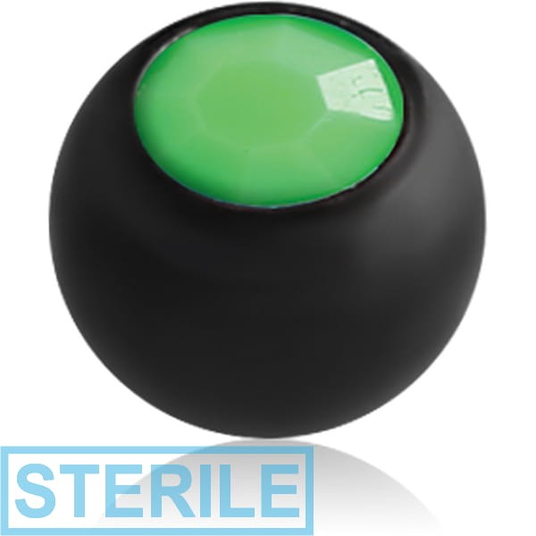 STERILE BLACK PVD COATED SURGICAL STEEL NEON ACRYLIC STONE JEWELLED BALL