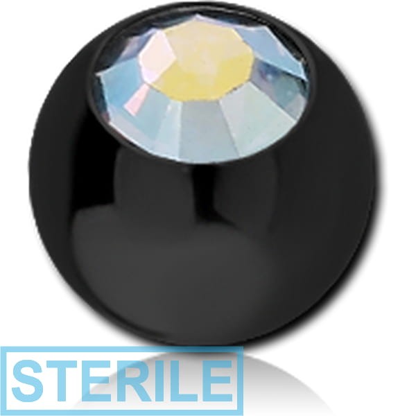 STERILE BLACK PVD COATED SURGICAL STEEL OPTIMA CRYSTAL JEWELLED MICRO BALL