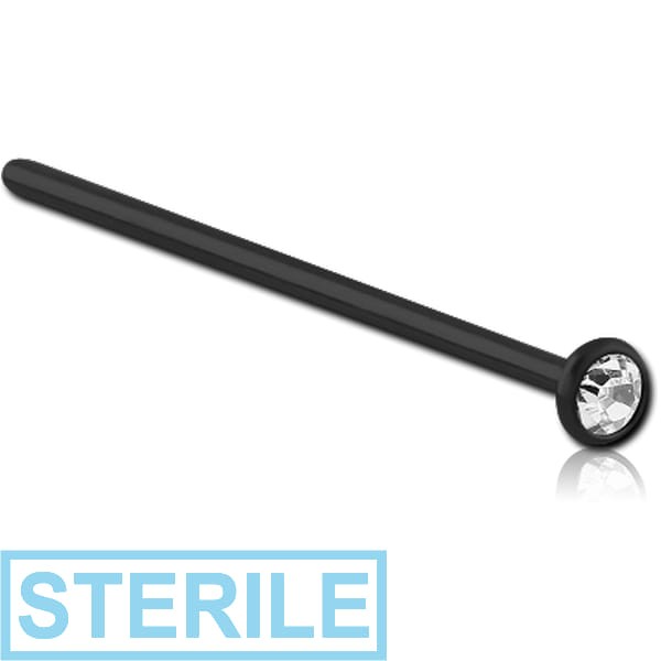 STERILE BLACK PVD COATED SURGICAL STEEL STRAIGHT JEWELLED NOSE STUDS PP9 EMPTY PART