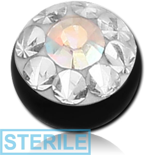 STERILE BLACK PVD COATED CRYSTALINE JEWELLED BALL