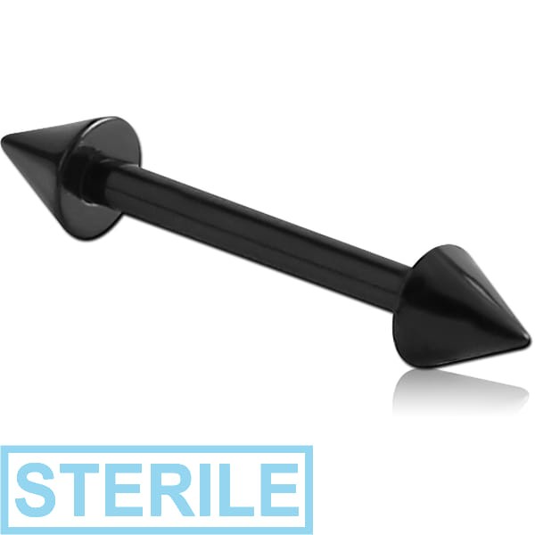 STERILE BLACK PVD COATED SURGICAL STEEL MICRO BARBELL WITH CONES