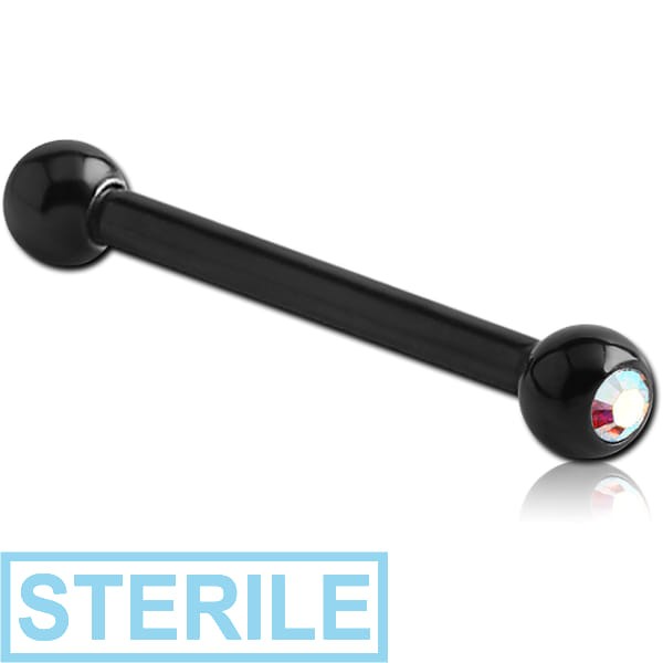 STERILE BLACK PVD COATED SURGICAL STEEL DOUBLE JEWELLED MICRO BARBELL