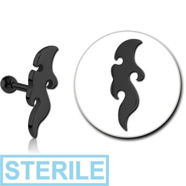 STERILE BLACK PVD COATED SURGICAL STEEL TRAGUS MICRO BARBELL