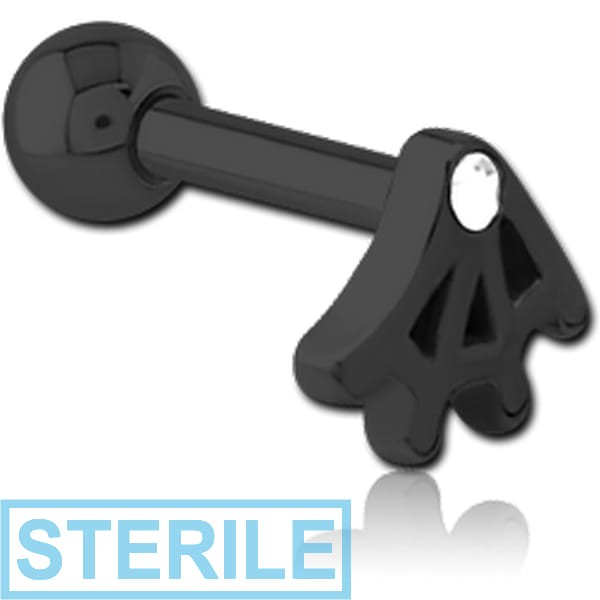 STERILE BLACK PVD COATED SURGICAL STEEL JEWELLED TRAGUS MICRO BARBELL - WEB