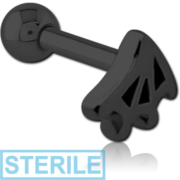 STERILE BLACK PVD COATED SURGICAL STEEL TRAGUS MICRO BARBELL - WEB