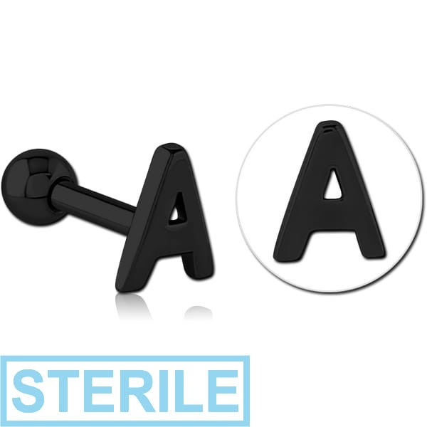 STERILE BLACK PVD COATED SURGICAL STEEL TRAGUS MICRO BARBELL - A