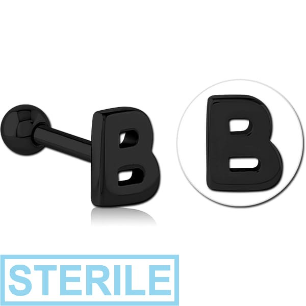 STERILE BLACK PVD COATED SURGICAL STEEL TRAGUS MICRO BARBELL - B