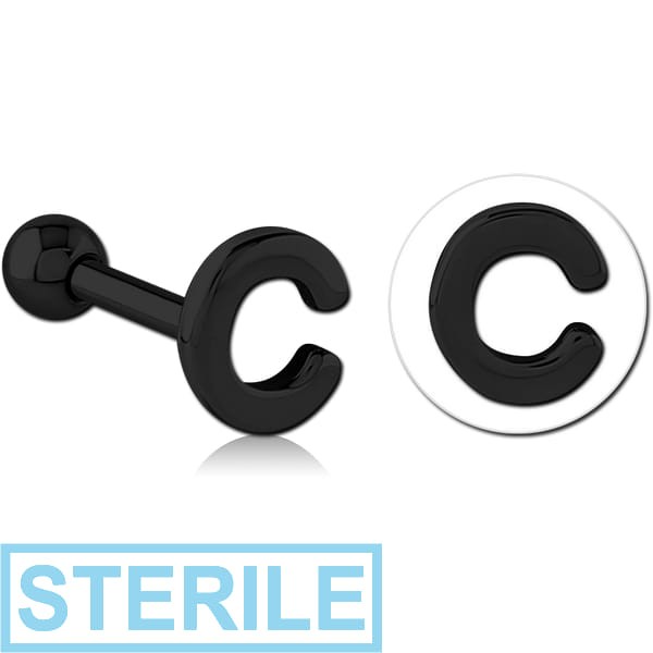 STERILE BLACK PVD COATED SURGICAL STEEL TRAGUS MICRO BARBELL - C