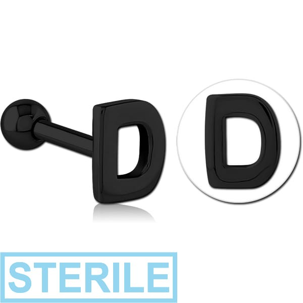 STERILE BLACK PVD COATED SURGICAL STEEL TRAGUS MICRO BARBELL - D