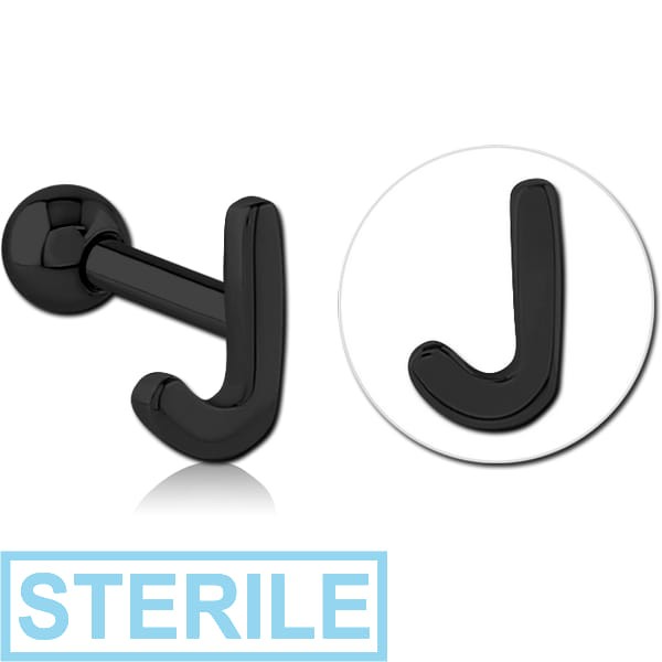 STERILE BLACK PVD COATED SURGICAL STEEL TRAGUS MICRO BARBELL - J