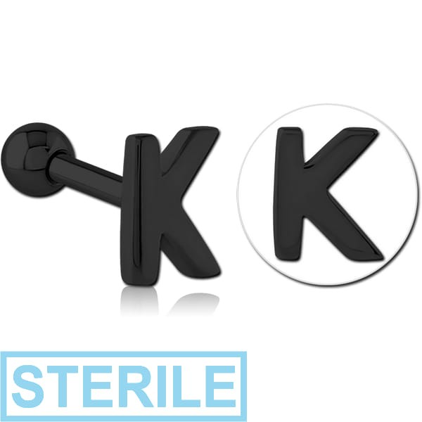 STERILE BLACK PVD COATED SURGICAL STEEL TRAGUS MICRO BARBELL - K