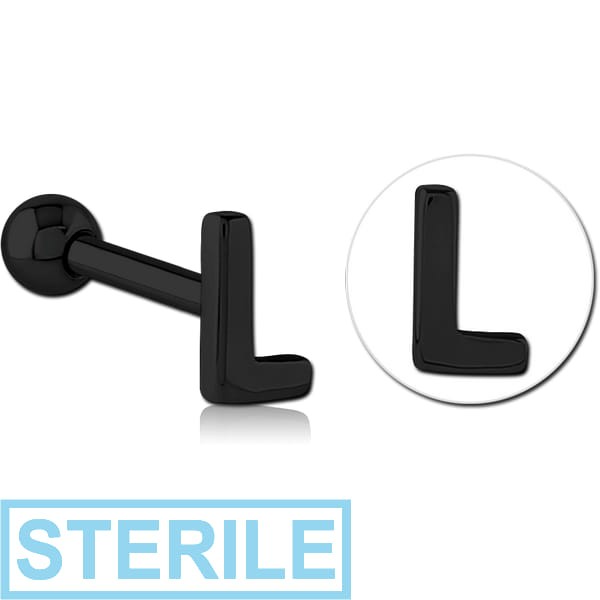 STERILE BLACK PVD COATED SURGICAL STEEL TRAGUS MICRO BARBELL - L