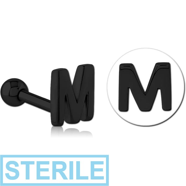 STERILE BLACK PVD COATED SURGICAL STEEL TRAGUS MICRO BARBELL - M