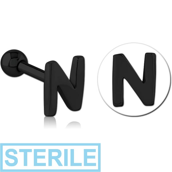 STERILE BLACK PVD COATED SURGICAL STEEL TRAGUS MICRO BARBELL - N