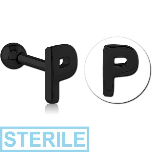 STERILE BLACK PVD COATED SURGICAL STEEL TRAGUS MICRO BARBELL - P