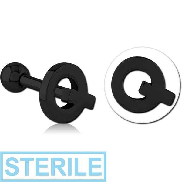 STERILE BLACK PVD COATED SURGICAL STEEL TRAGUS MICRO BARBELL - Q