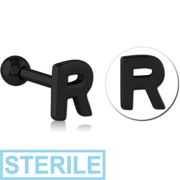 STERILE BLACK PVD COATED SURGICAL STEEL TRAGUS MICRO BARBELL - R