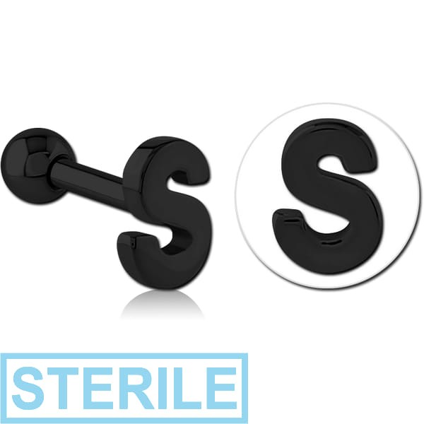 STERILE BLACK PVD COATED SURGICAL STEEL TRAGUS MICRO BARBELL - S