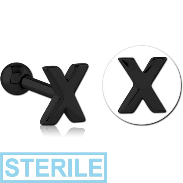 STERILE BLACK PVD COATED SURGICAL STEEL TRAGUS MICRO BARBELL - X