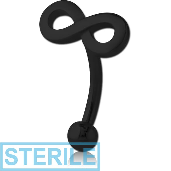 STERILE BLACK PVD COATED SURGICAL STEEL FANCY CURVED MICRO BARBELL - INFINITY