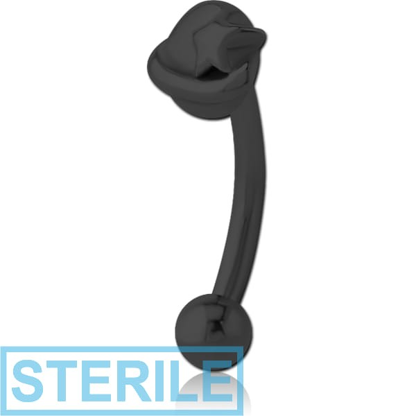STERILE BLACK PVD COATED SURGICAL STEEL FANCY CURVED MICRO BARBELL - EYE STAR