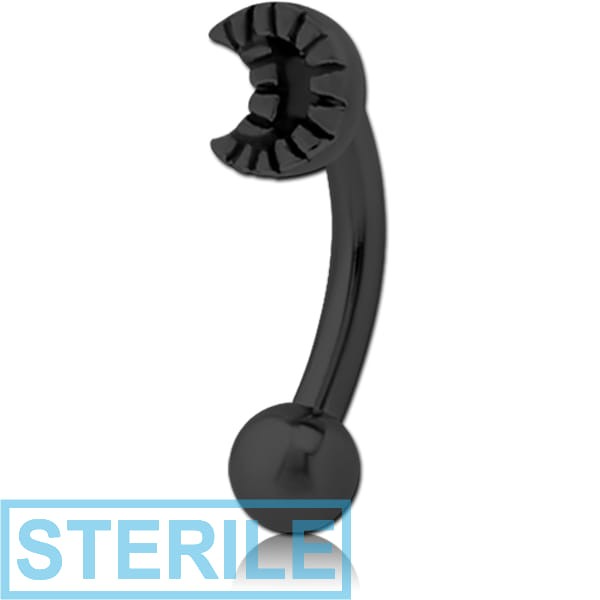 STERILE BLACK PVD COATED SURGICAL STEEL FANCY CURVED MICRO BARBELL - CRESCENT