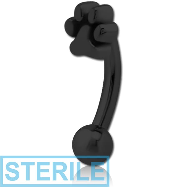 STERILE BLACK PVD COATED SURGICAL STEEL FANCY CURVED MICRO BARBELL - PLAIN ANIMAL PAW
