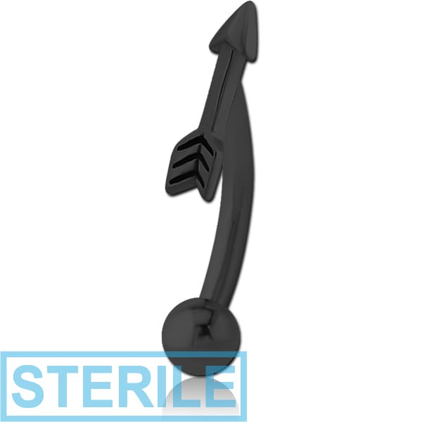 STERILE BLACK PVD COATED SURGICAL STEEL FANCY CURVED MICRO BARBELL - ARROW