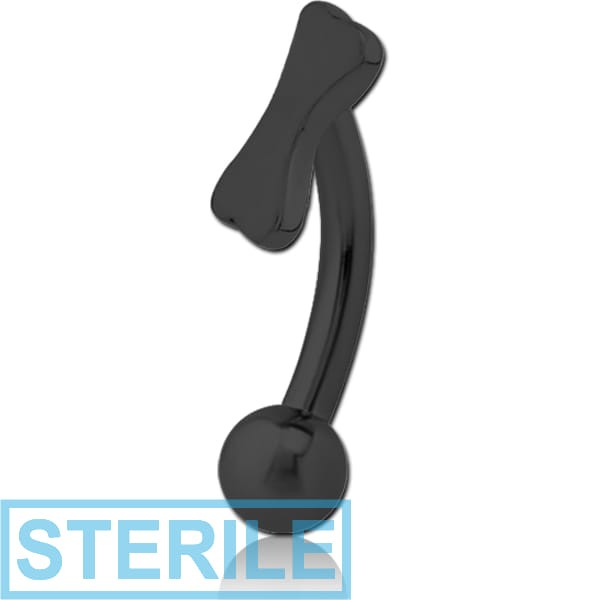 STERILE BLACK PVD COATED SURGICAL STEEL FANCY CURVED MICRO BARBELL - BONE