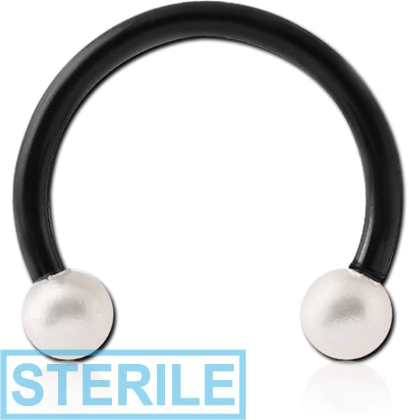 STERILE BLACK PVD COATED SURGICAL STEEL MICRO CIRCULAR BARBELL WITH SYNTHETIC PEARLS