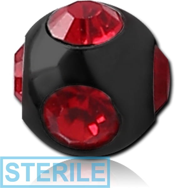 STERILE BLACK PVD COATED SURGICAL STEEL MULTI VALUE JEWELLED MICRO BALL