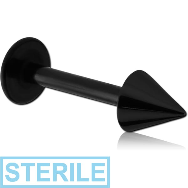 STERILE BLACK PVD COATED SURGICAL STEEL MICRO LABRET WITH CONE