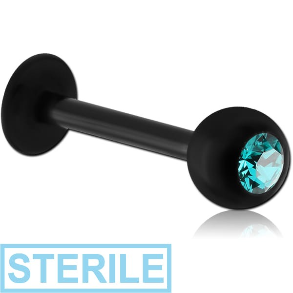 STERILE BLACK PVD COATED SURGICAL STEEL JEWELLED MICRO LABRET