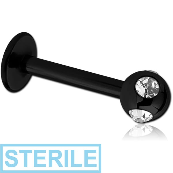 STERILE BLACK PVD COATED SURGICAL STEEL JEWELLED SATELLITE MICRO LABRET