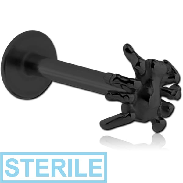 STERILE BLACK PVD COATED SURGICAL STEEL MICRO LABRET WITH ATTACHMENT - SPIDER