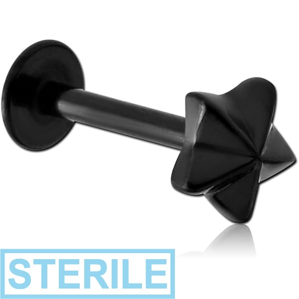 STERILE BLACK PVD COATED SURGICAL STEEL MICRO LABRET WITH ATTACHMENT - STAR