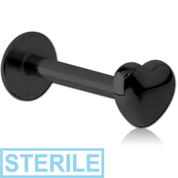 STERILE BLACK PVD COATED SURGICAL STEEL MICRO LABRET WITH ATTACHMENT - HEART