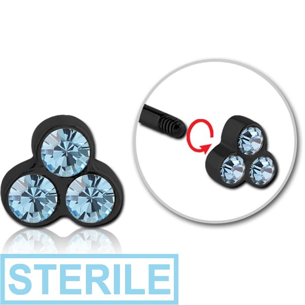 STERILE BLACK PVD COATED SURGICAL STEEL MICRO THREADED JEWELLED ATTACHMENT
