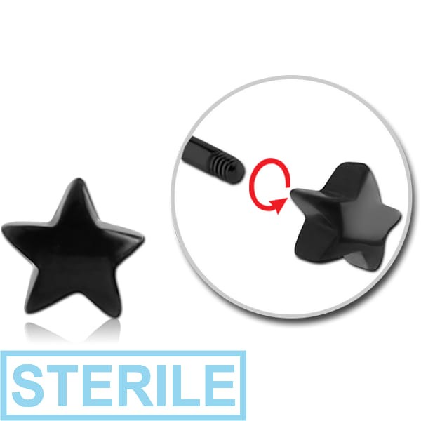 STERILE BLACK PVD COATED SURGICAL STEEL MICRO THREADED STAR ATTACHMENT