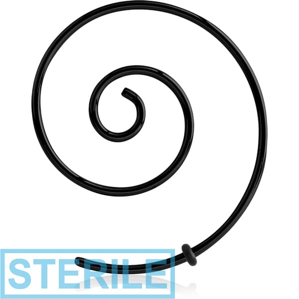 STERILE BLACK PVD COATED SURGICAL STEEL MICRO WIRE EAR SPIRAL
